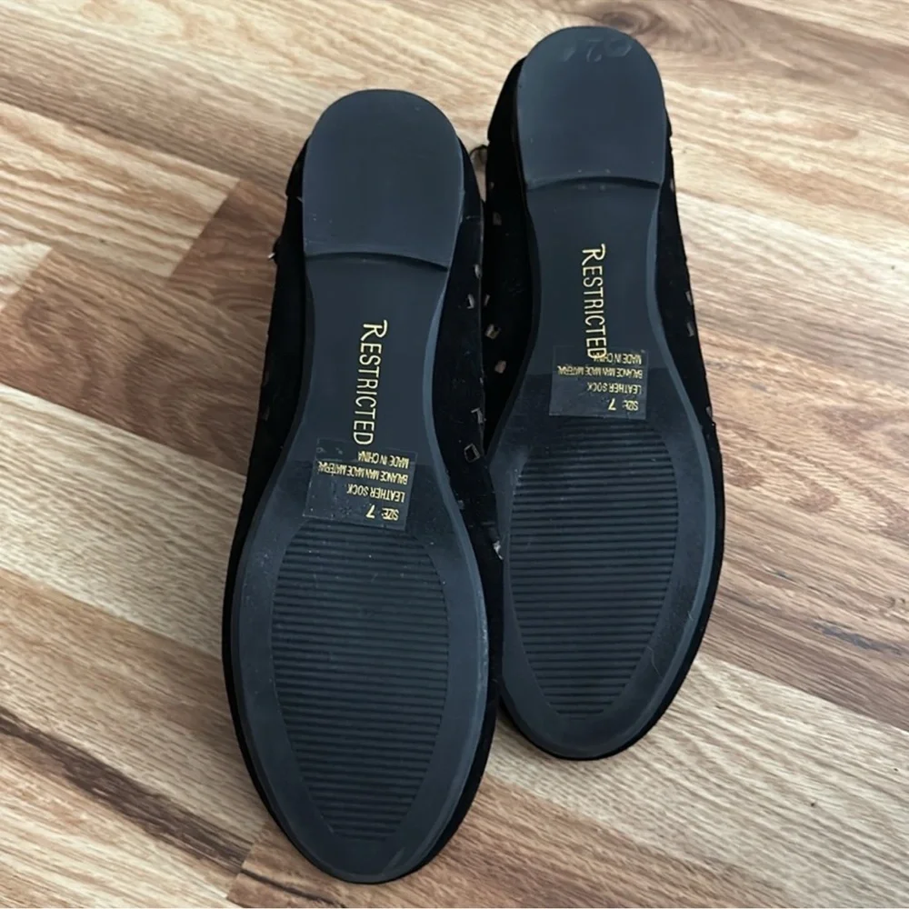 Restricted Black Ankle Strap Flats girls size 7